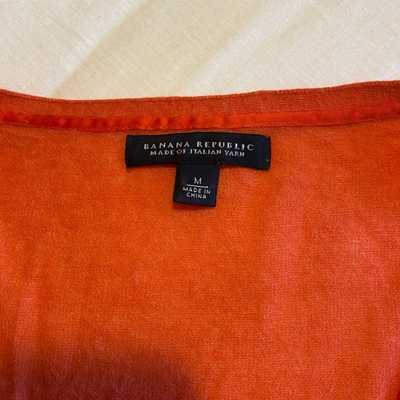 Banana Republic Neon Orange Long Alpaca Blend Cardigan with Gold Buttons, Size M - Picture 5 of 7
